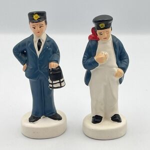 Vintage Japan Train Conductor Salt And Pepper Shakers Set Charles Products 1950s